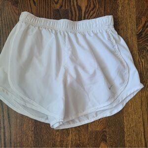 Nike Dri Fit Solid White Running Shorts with Built in Brief Liner Small